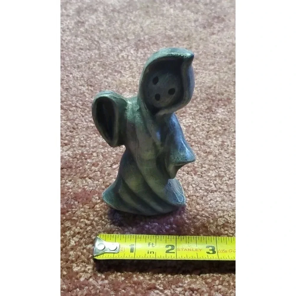 Vintage Halloween Ceramic Ghost & RIP Tombstone Graveyard Figurine Set Painted